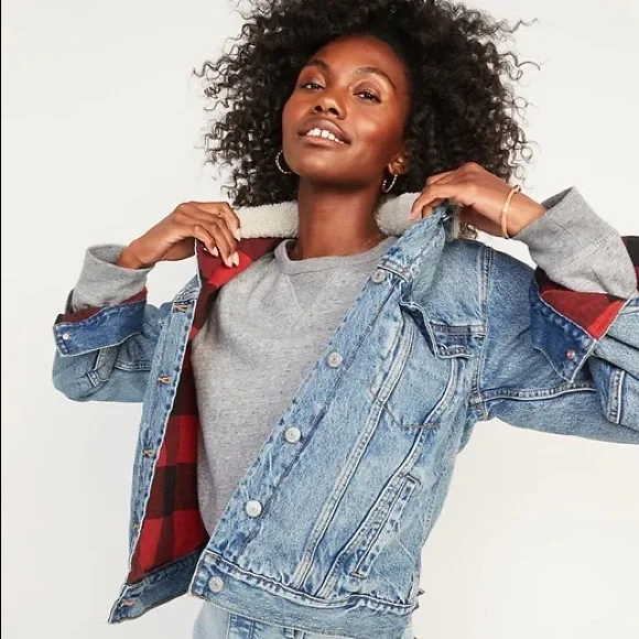 Denim Flannel Lined Jacket Womens Old Navy Jackets Coats Old Navy